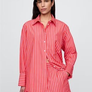 GAP Pink and Red Striped Buttondown